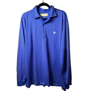 Donald Ross Men XL Long Sleeve Polo Shirt Blue Solid Performance Golf Top Casual